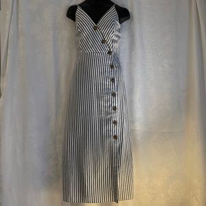 Soprano pin stripped dress with adj straps 100% cotton front button close Sz S
